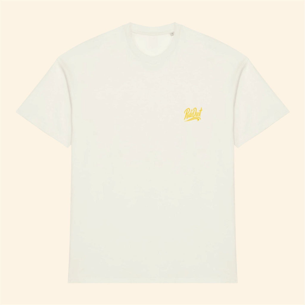 Kids Essential ivory tee - Retro yellow logo